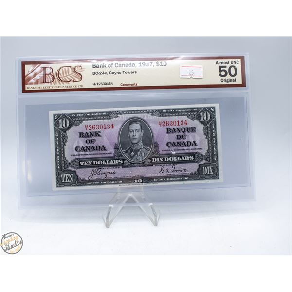 1937 CANADA $10 BANKNOTE. COYNE-