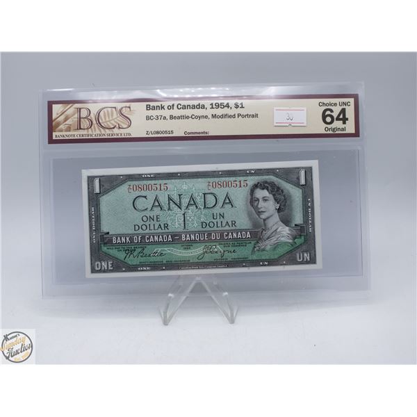 1954 MP CANADA $1 BANKNOTE.