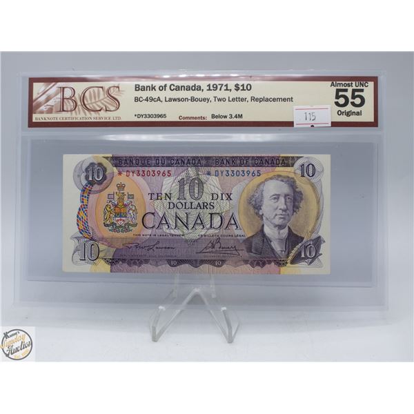 1971 CANADA $10 BANKNOTE. TWO LETTER