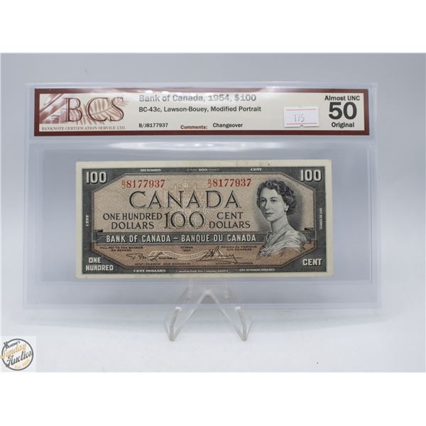 1954 MP CANADA $100 BANKNOTE.