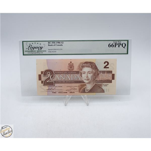 1986 CANADA $2 BANKNOTE. THIESSEN-CROW