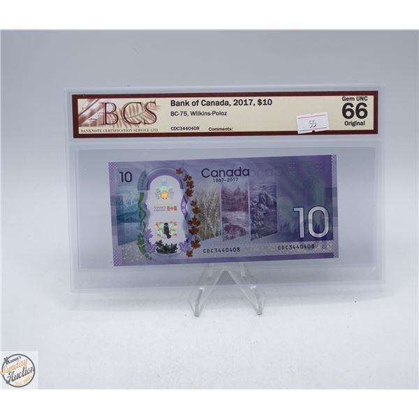 2017 CANADA $10 BANKNOTE. WILKINS-POLOZ.