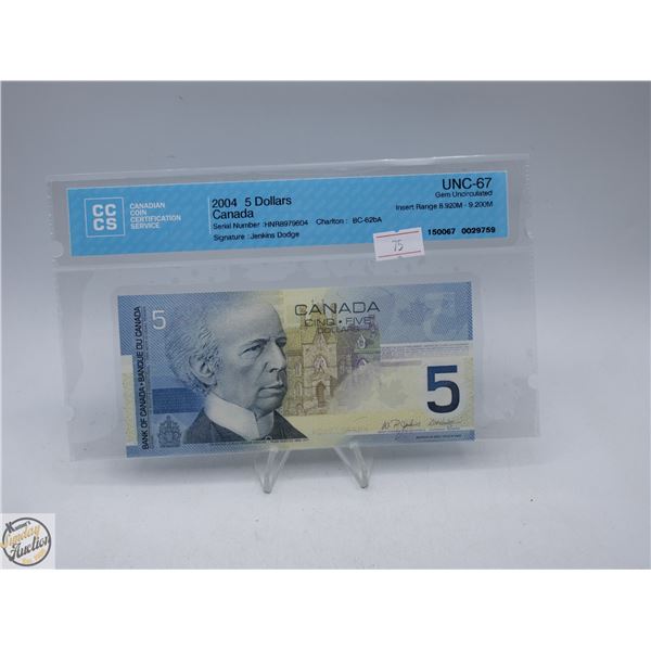 2004 CANADA $5 BANKNOTE. JENKINS-DODGE.