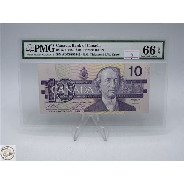 1989 CANADA $10 BANKNOTE. THIESSEN-CROW