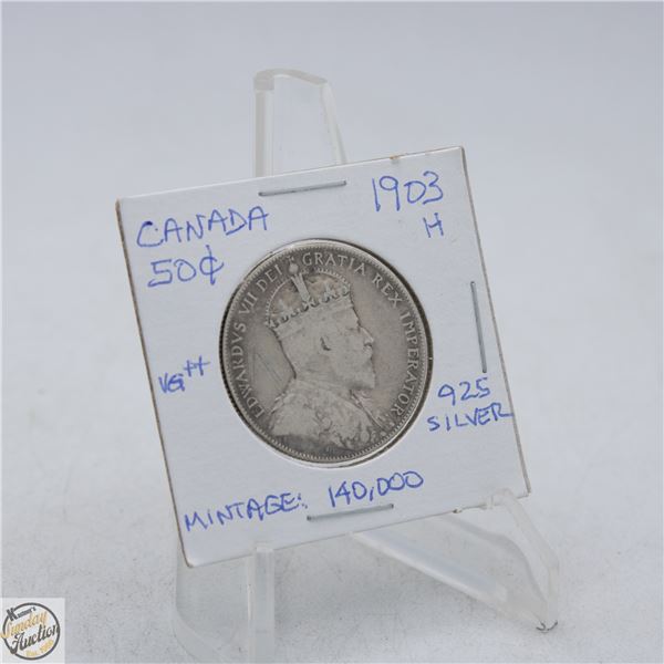 1903 H CANADA 50 CENTS SILVER COIN. 925