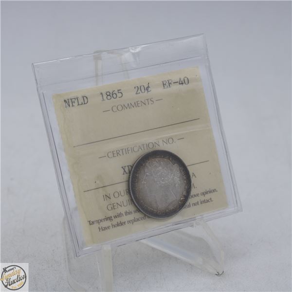 1865 NEWFOUNDLAND 20 CEENTS SILVER COIN