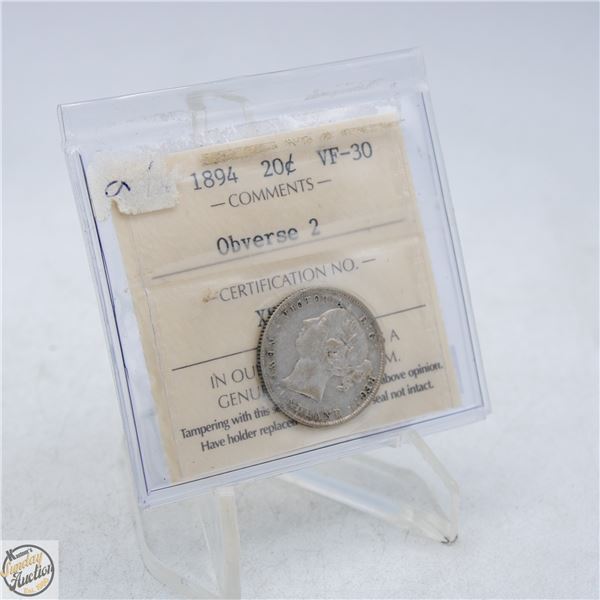 1894 OBVERSE 2 NEWFOUNDLAND 20 CENTS