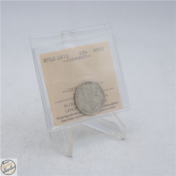 1873 NEWFOUNDLAND 20 CENTS SILVER COIN