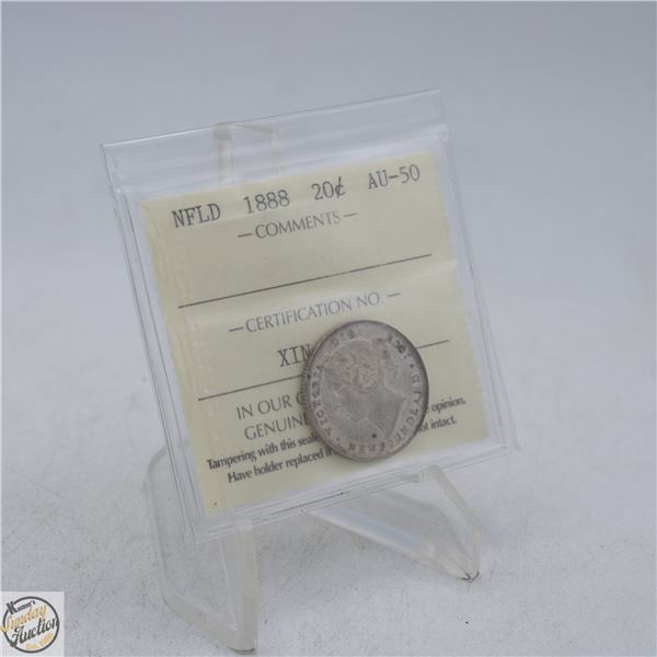 1888 NEWFOUNDLAND 20 CENTS SILVER COIN