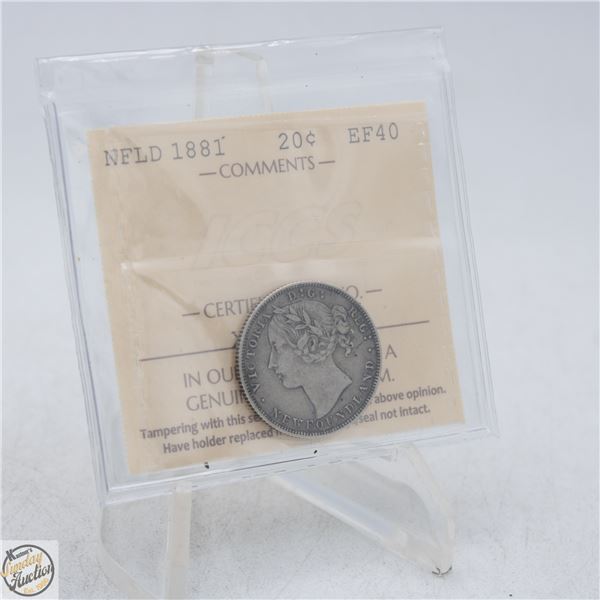 1881 NEWFOUNDLAND 20 CENTS SILVER COIN