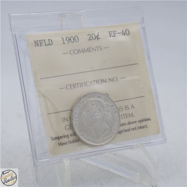 1900 NEWFOUNDLAND 20 CENTS SILVER COIN