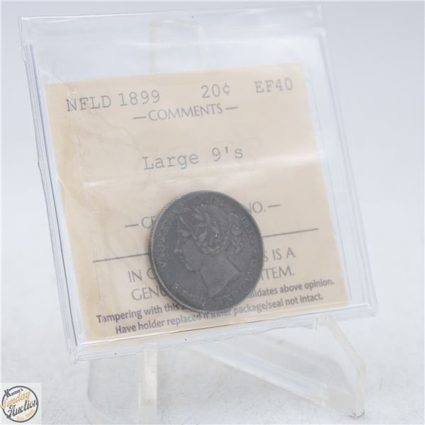 1899 LARGE 9 NEWFOUNDLAND 20 CENTS