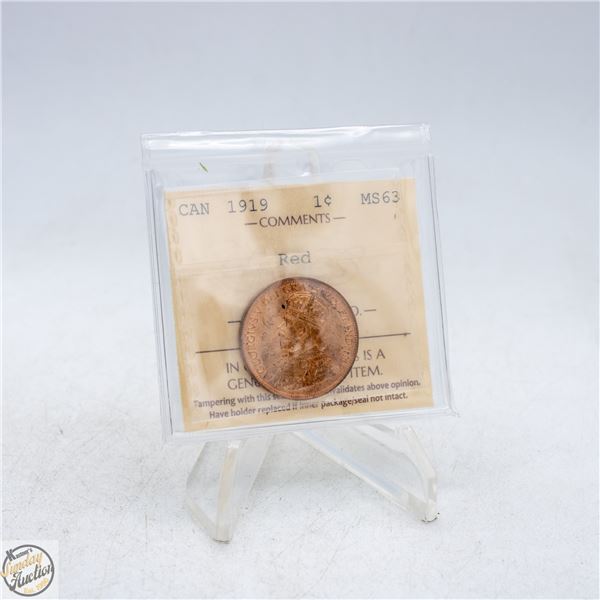 1919 CANADA ONE CENT COIN. MS63