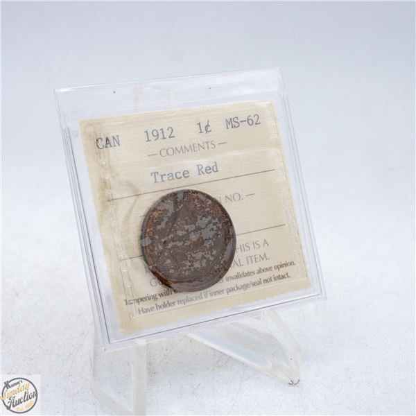 1912 CANADA ONE CENT COIN. MS62