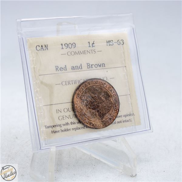 1909 CANADA ONE CENT COIN. MS63