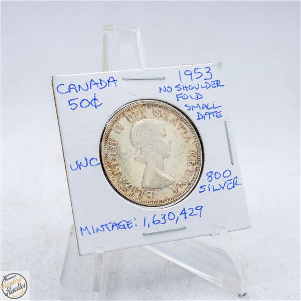 1953 NSF. SMALL DATE. CANADA 50 CENTS