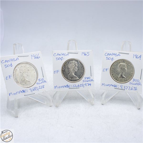 1964 AND 1965 AND 1966 CANADA 50 CENTS