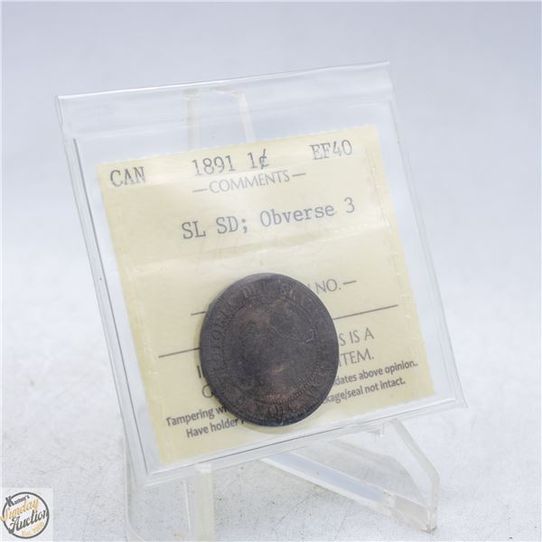 1891 OBVERSE 3 SL/SD CANADA ONE CENT