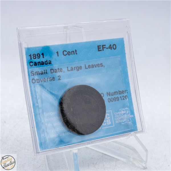 1891 OBVERSE 2 SD/LL CANADA ONE CENT