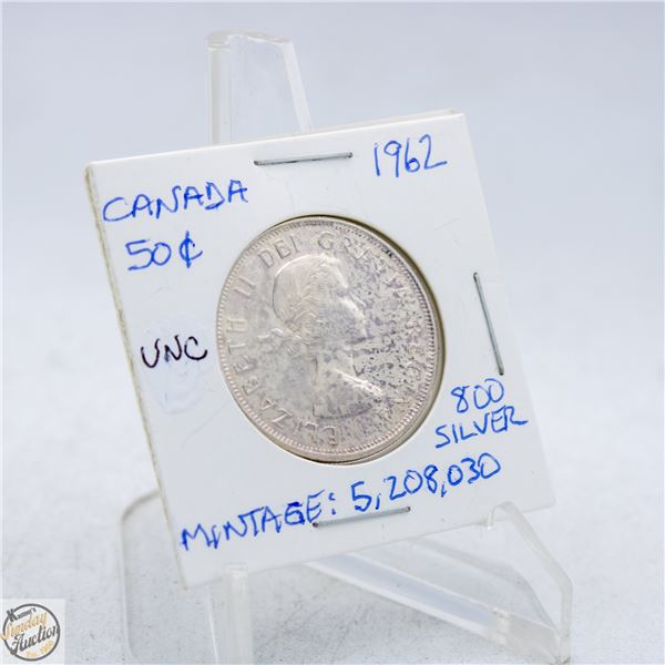 1962 CANADA 50 CENTS SILVER COINS.