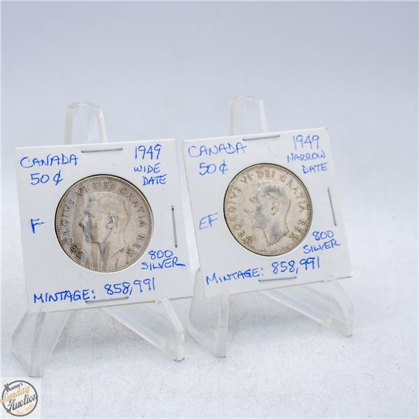 1949 WIDE DATE AND 1949 NARROW DATE