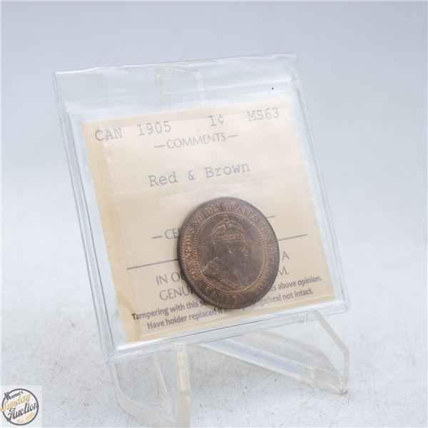 1905 CANADA ONE CENT COIN. MS63
