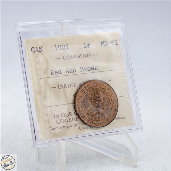 1902 CANADA ONE CENT COIN. MS62