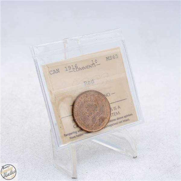 1916 CANADA ONE CENT COIN. MS65