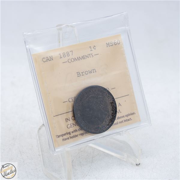 1887 CANADA ONE CENT COIN. MS 60