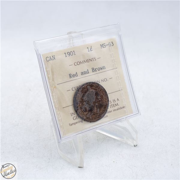 1901 CANADA ONE CENT COIN. MS63