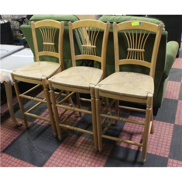 3 WICKER BAR CHAIRS 41" TALL