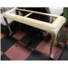 Image 1 : BEIGE GLASS TOP SOFA TABLE 26"X49"X17"