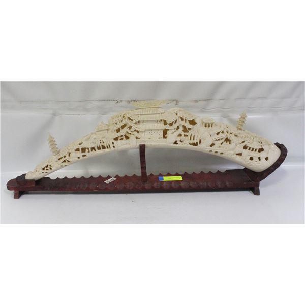 CARVED ARTIFICIAL TUSK ORNAMENT