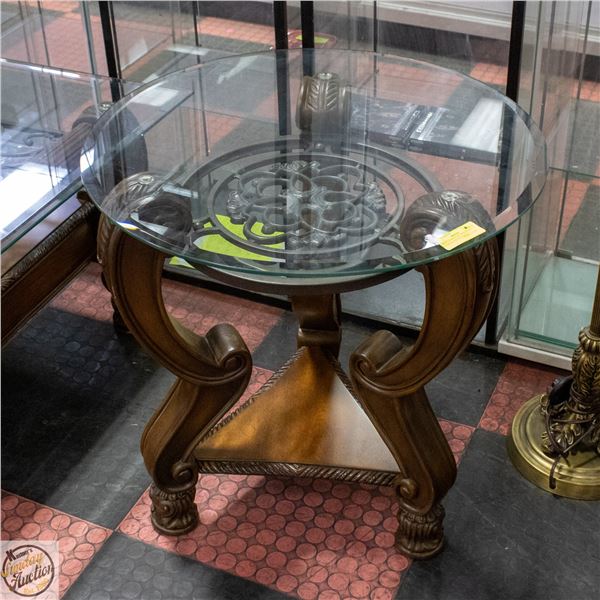 ASHLEY FURNITURE MARGILLES ROUND GLASS TOP TABLES