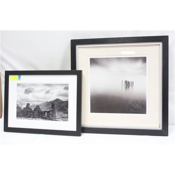 FRAMED B & W PHOTOS- LANDSCAPES (2)- 17" X 19"