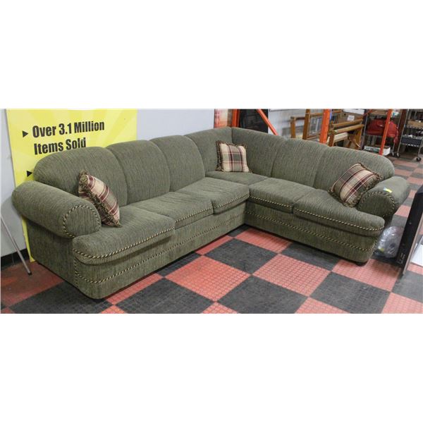 L SHAPED HIDE A BED SECTIONAL GREEN 90" X 110"