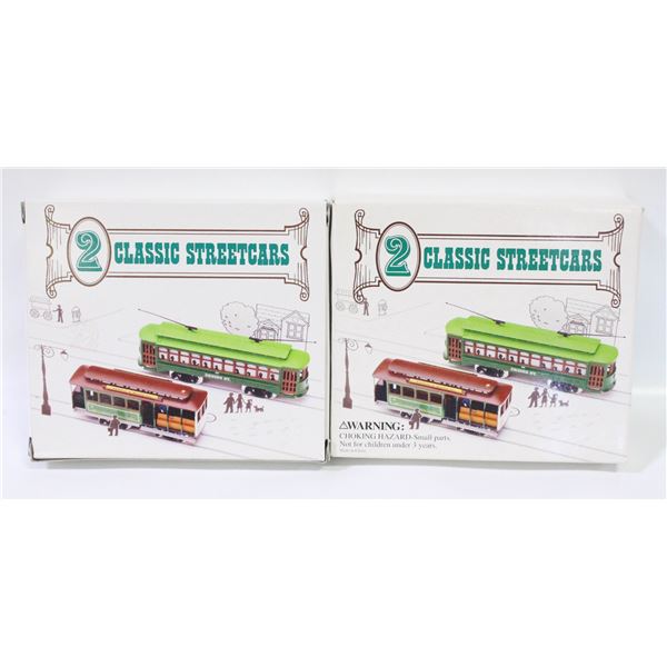 2 BOXES EACH W/ 2 HO SCALE STREETCARS NEW IN