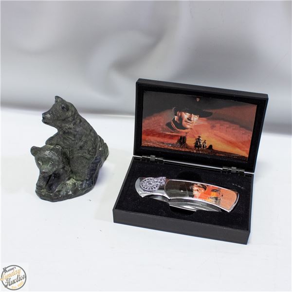 JOHN WAYNE COLL. KNIFE & 2 BEARS WOLF