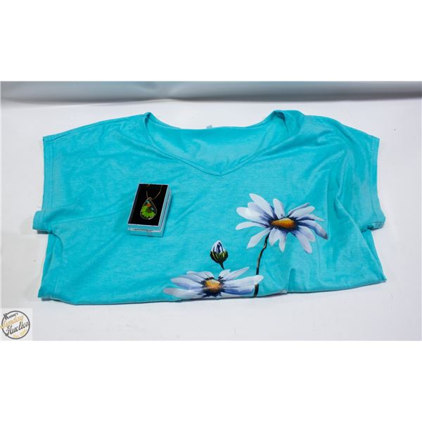 L. FLORAL TSHIRT VNECK & PRESS FLORAL NECK.