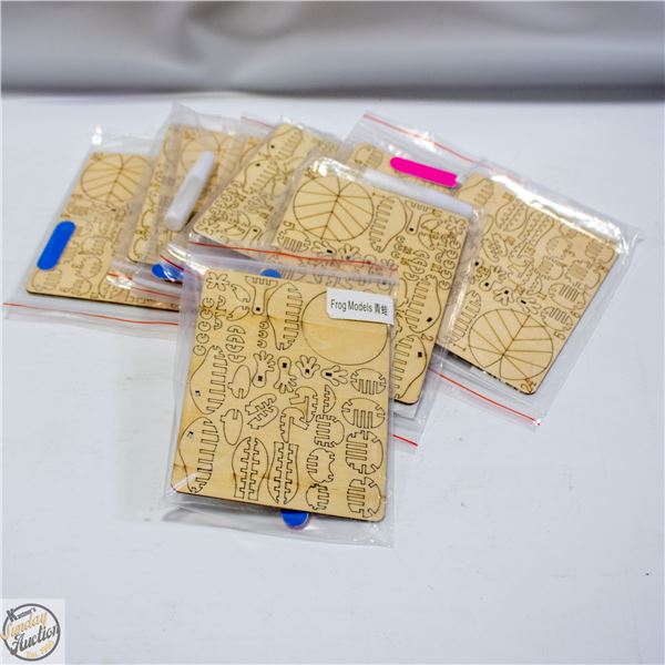 8 WOODEN 3-D FROG MODEL KITS