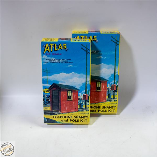 2X ATLAS HO SCALE TELEPHONE SHANTY & POLE KIT