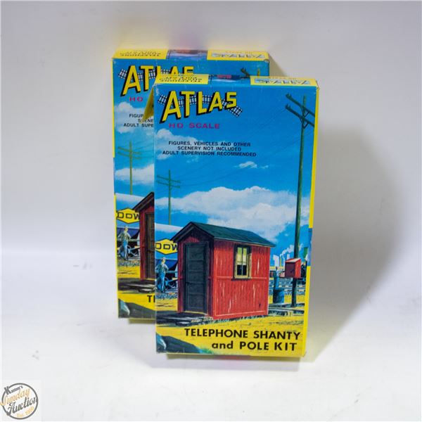 2X ATLAS HO SCALE TELEPHONE SHANTY & POLE KIT