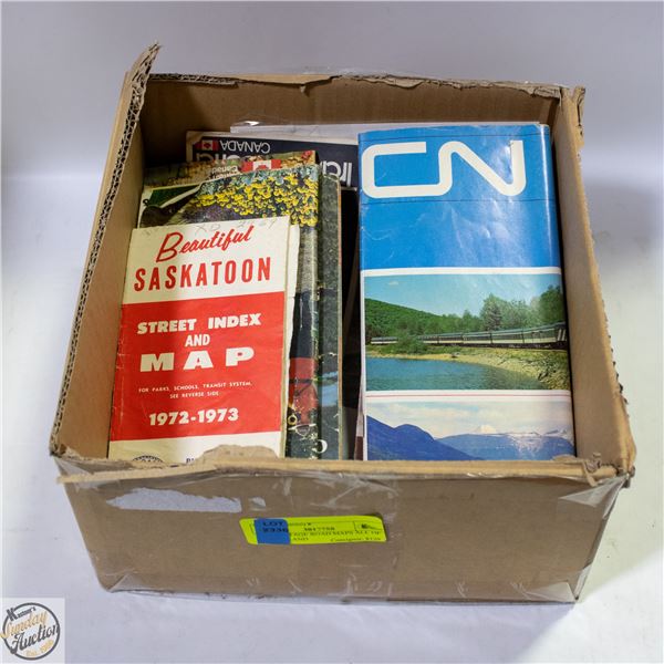 BOX VINTAGE ROAD MAPS ALL OF CANADA AND