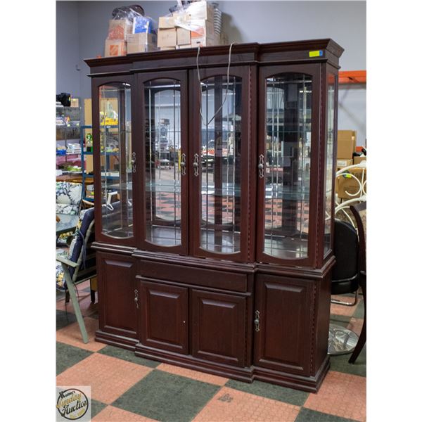 ESTATE CHINA CABINET W/2 GLASS SHELVES + 2 LIGHTS