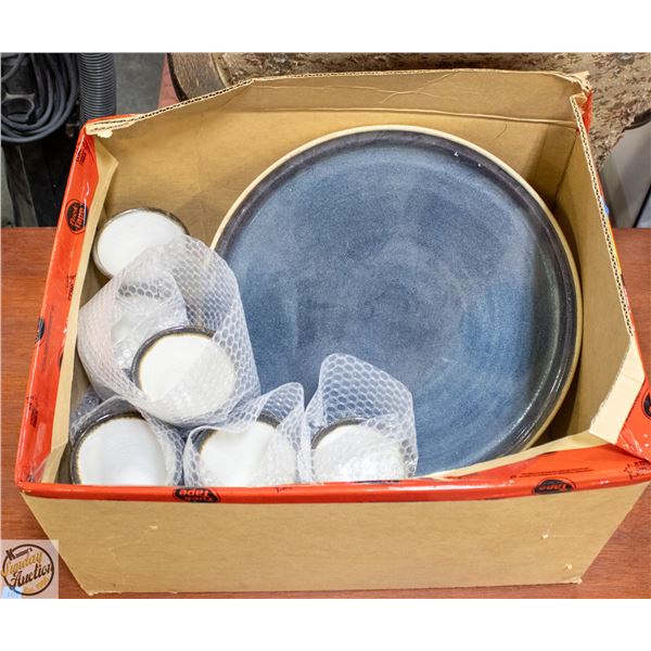 POTTERY GOBLETS AND PLATE