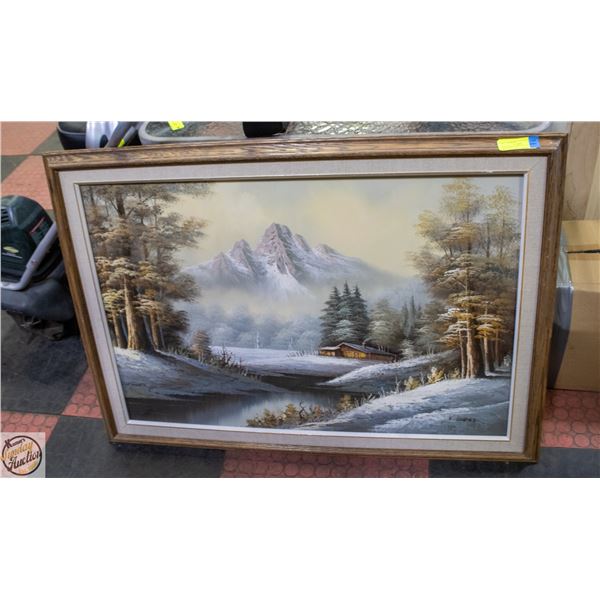 K.SUNFORD FRAMED MOUNTAIN RANGE PAINTING