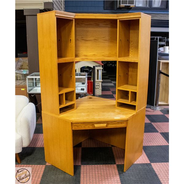 SOLID WOOD 2-PIECE CORNER DESK - 11 SHELVES