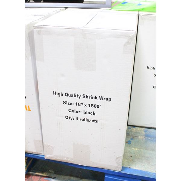 CASE WITH 4 BLACK ROLLS OF SHRINK WRAP