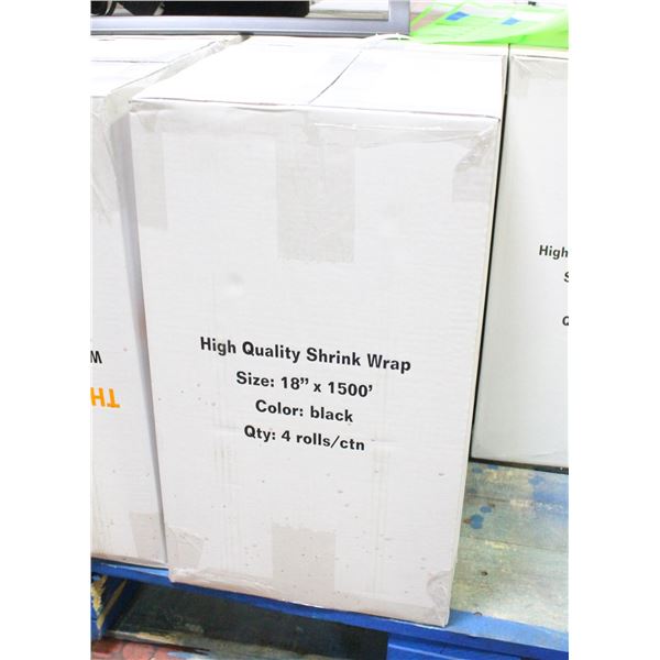 CASE WITH 4 BLACK ROLLS OF SHRINK WRAP
