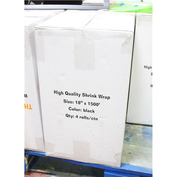 CASE WITH 4 BLACK ROLLS OF SHRINK WRAP